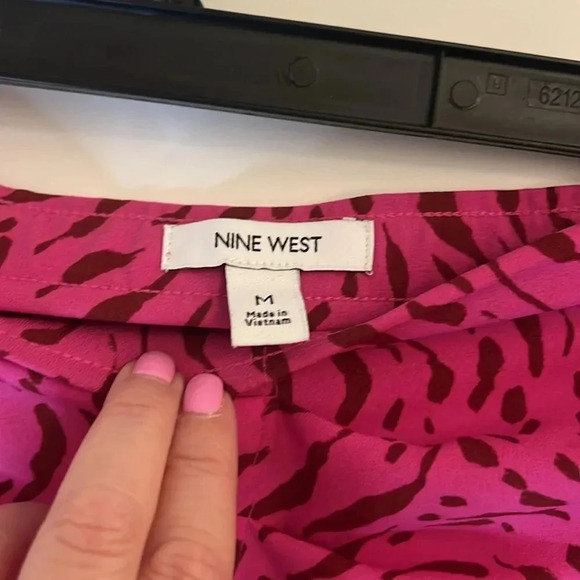 Nine West Side Ruched Midi Skirt Size M Zig Zag Zebra - Picture 4 of 8